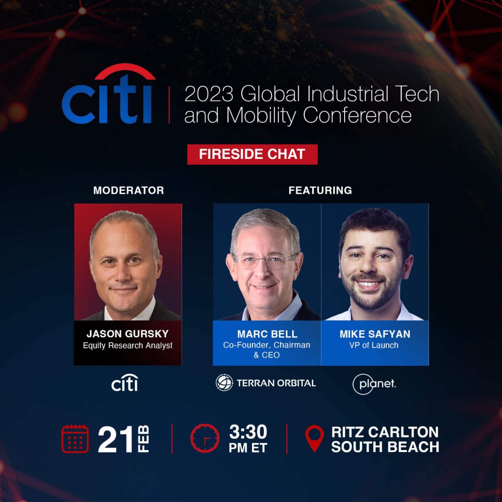Terran Orbital’s Marc Bell to Present at Citi’s 2023 Global Industrial Tech and Mobility Conference